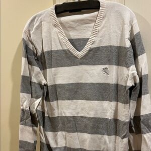 Express Men’s White/Gray striped sweater